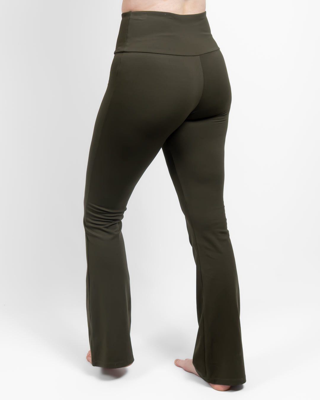 Maya Deep Olive Flared Leggings Without Pockets