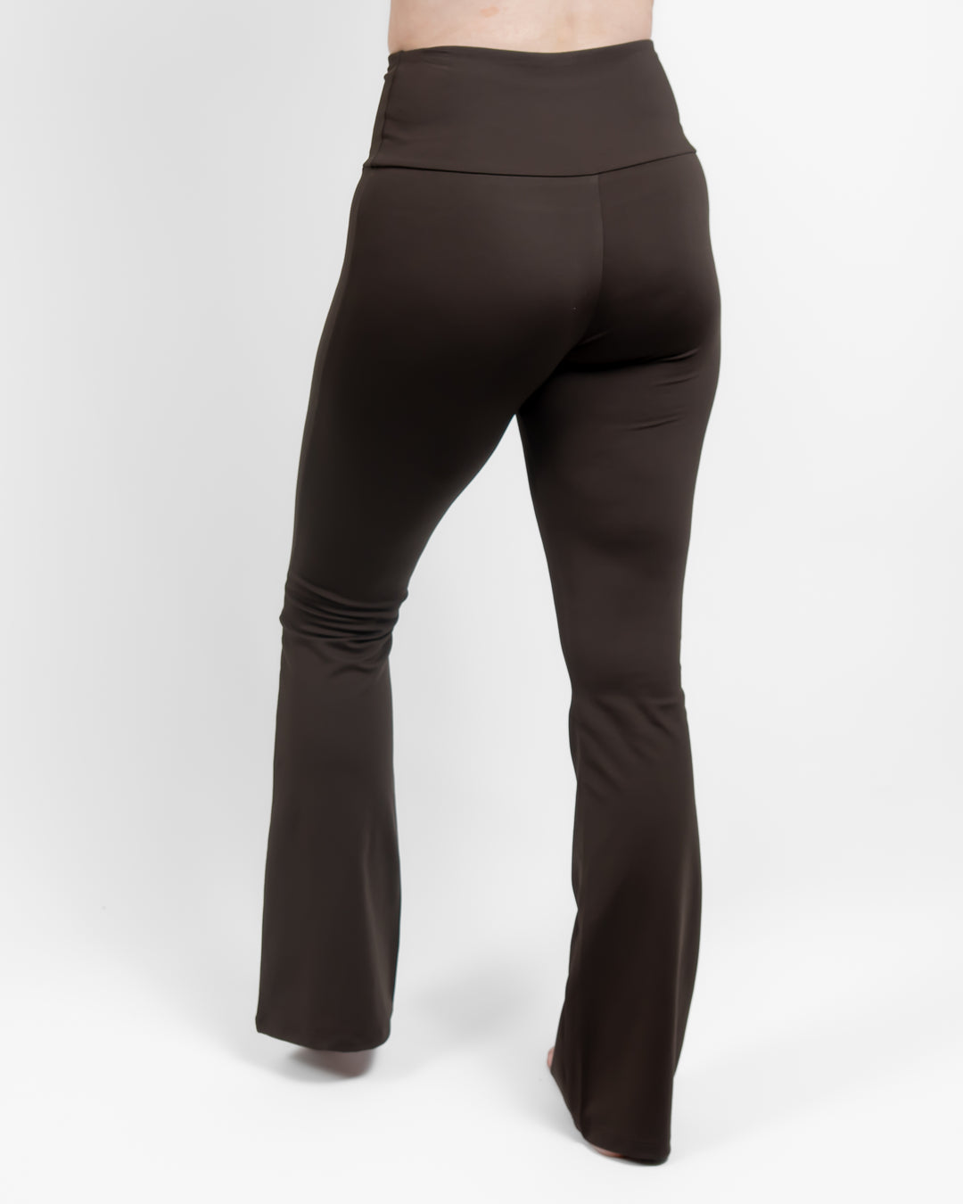 Maya Mocha Brown Flared Leggings Without Pockets