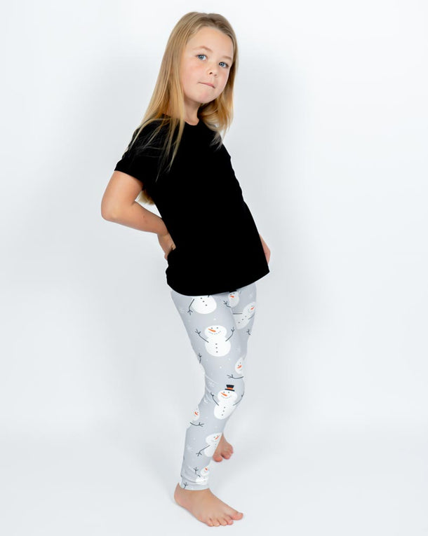 Grey Snowman Kids' Leggings