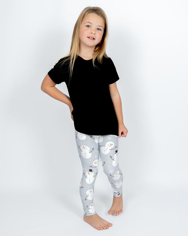Grey Snowman Kids' Leggings