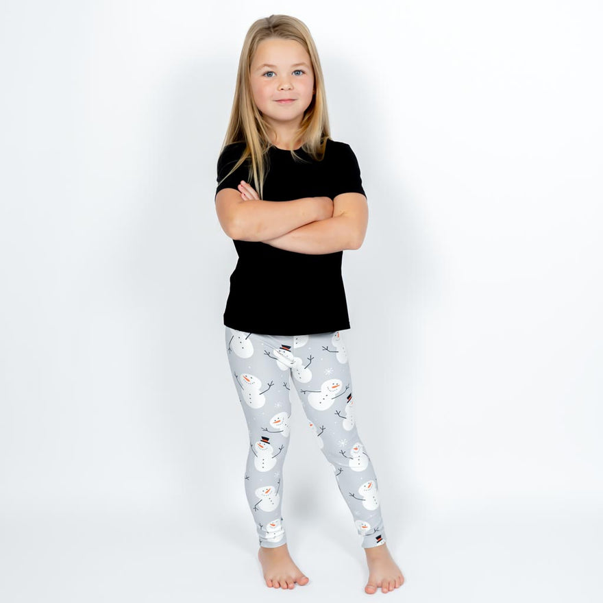 Grey Snowman Kids' Leggings