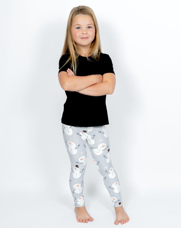 Grey Snowman Kids' Leggings