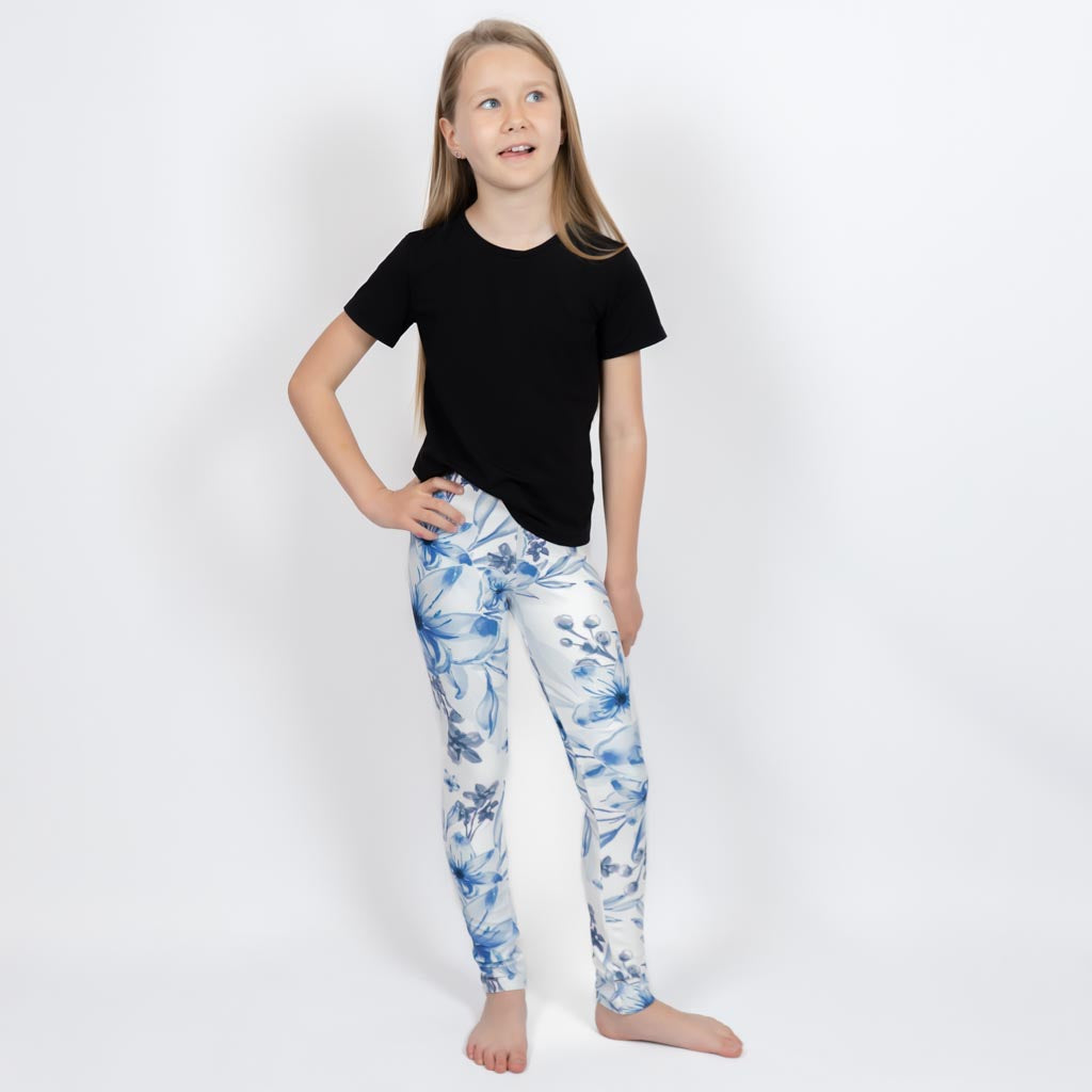 Icy Floral Kids Leggings