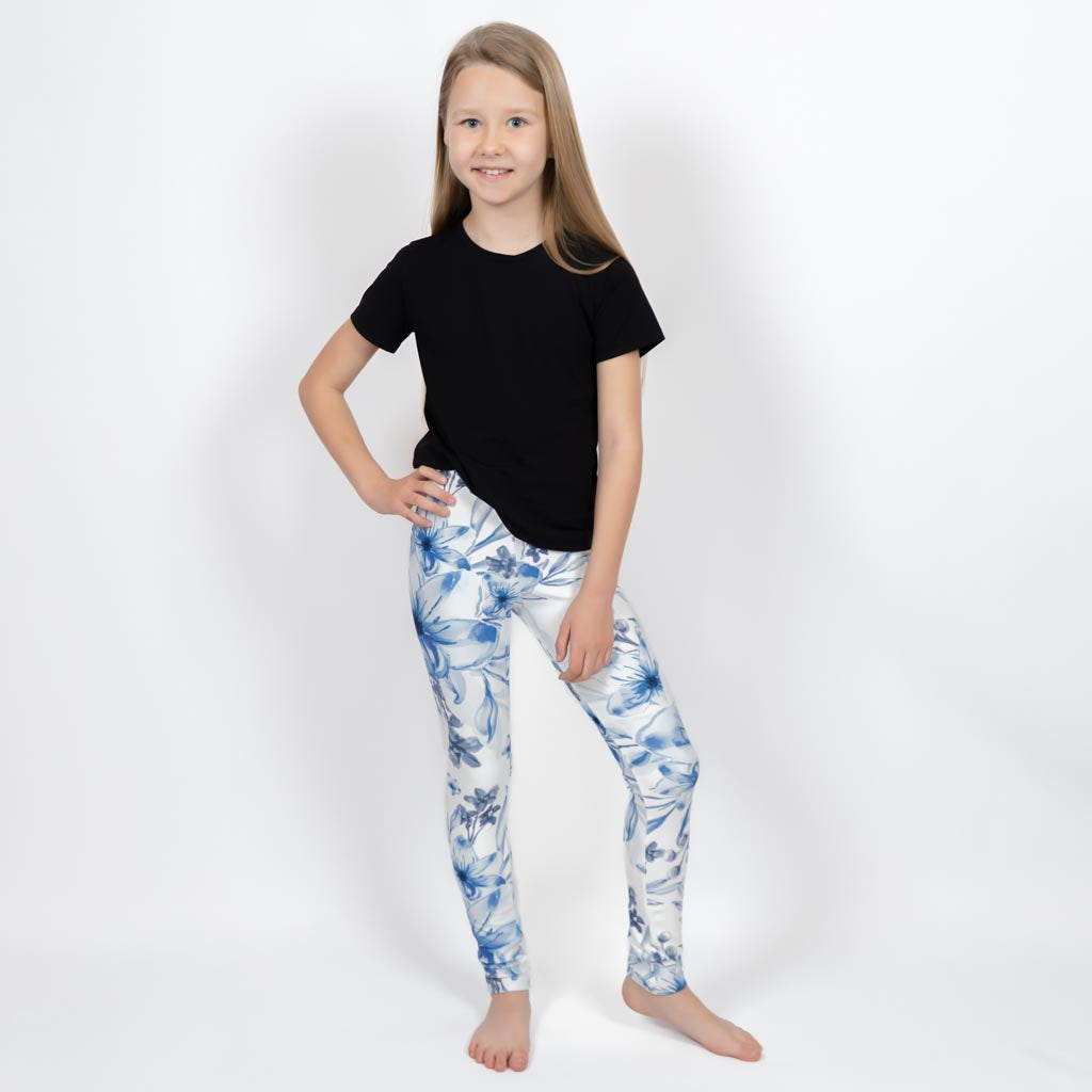 Icy Floral Kids Leggings