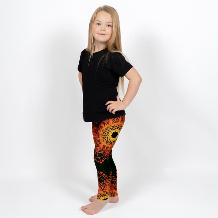Orange Mandala Kids' Leggings