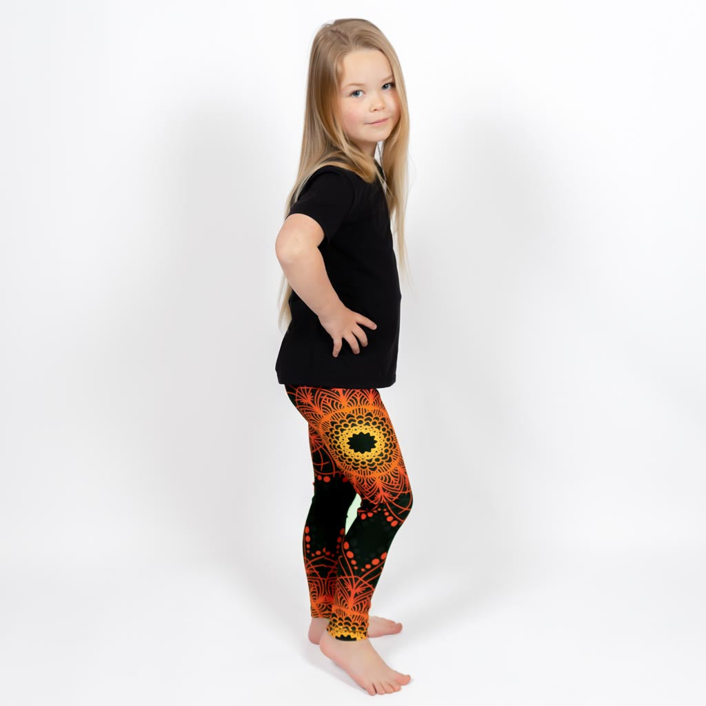 Orange Mandala Kids' Leggings