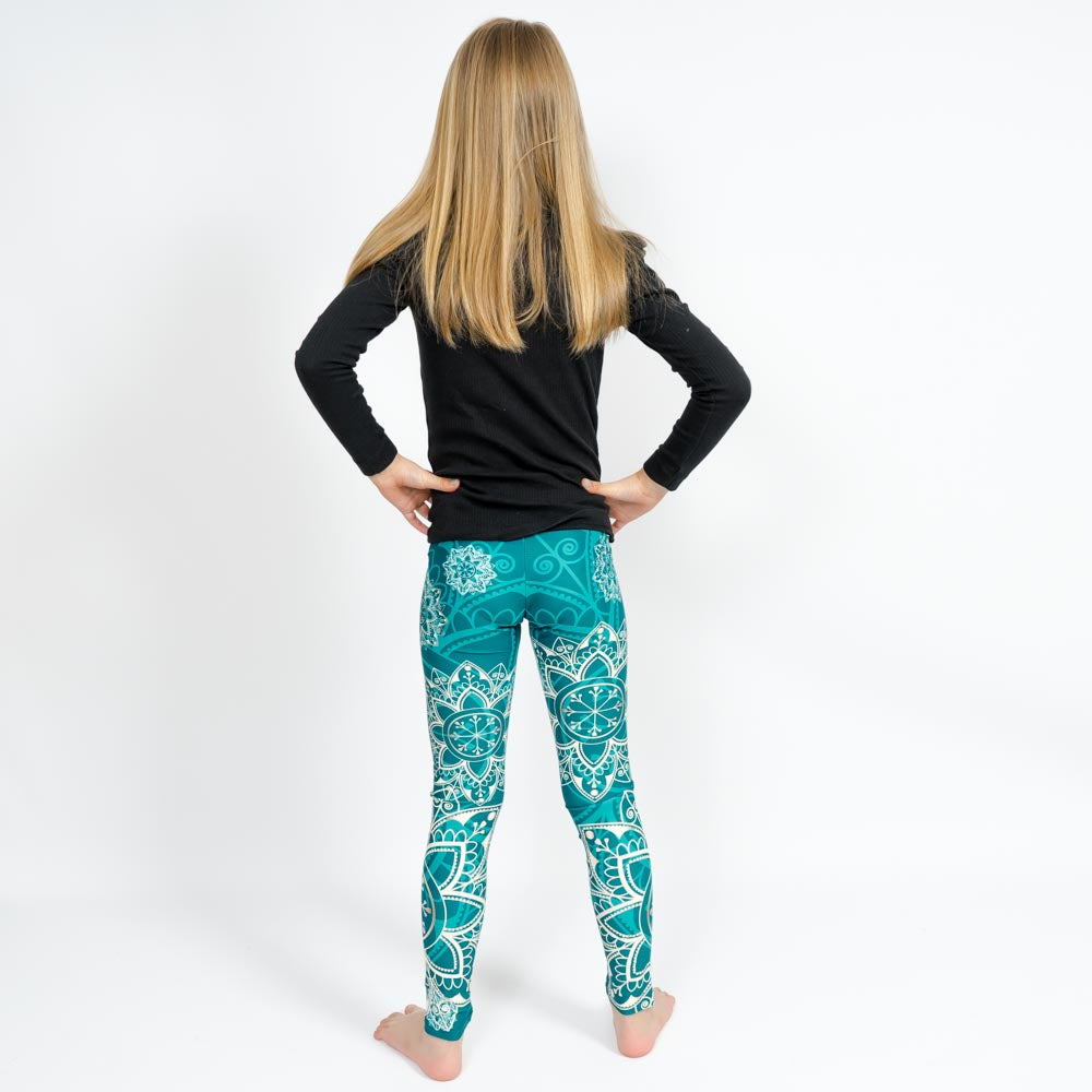 Green Mandala Kids Leggings